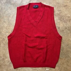 Vintage 90s Isle of Cotton Red Knit Sweater Vest